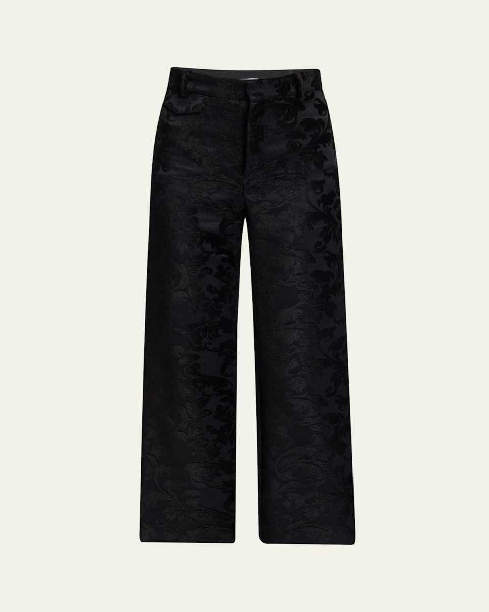 Baroque Jacquard Flare Ankle Pants